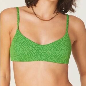 Andie Swim NWT The Molokai Bikini Top Green Holly Zebra Womens Size XL UPF 50+